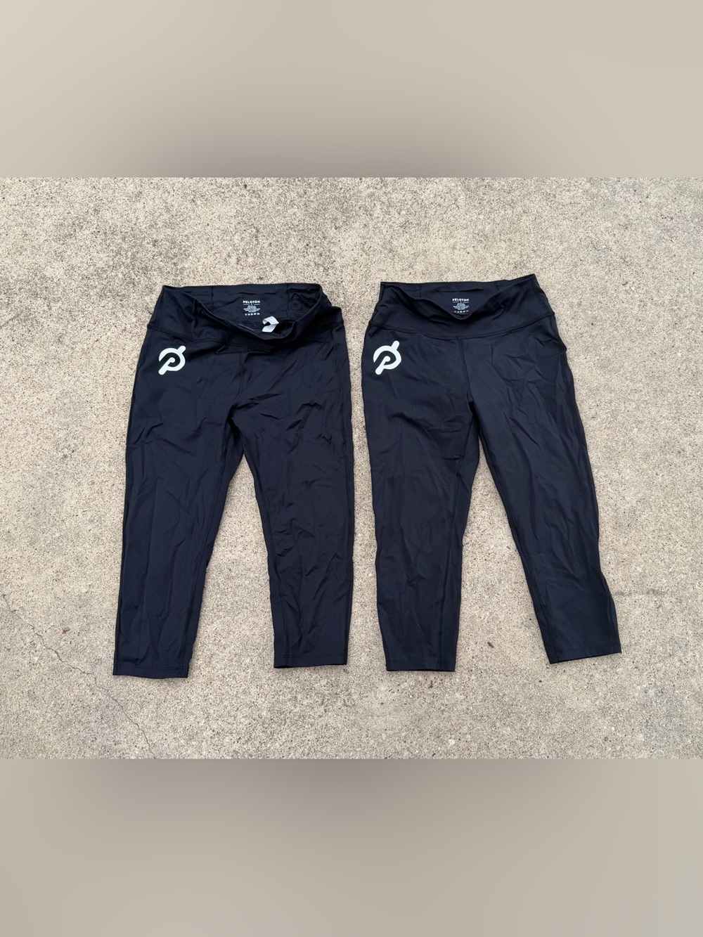 Peloton Black Capri Leggings Duo with White Logo